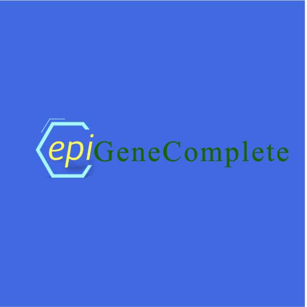 epiGeneComplete test logo in yellow, green, and blue for genetic and epigenetic analysis